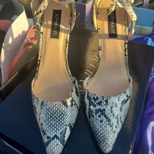 Womans "snake" print strappy heels